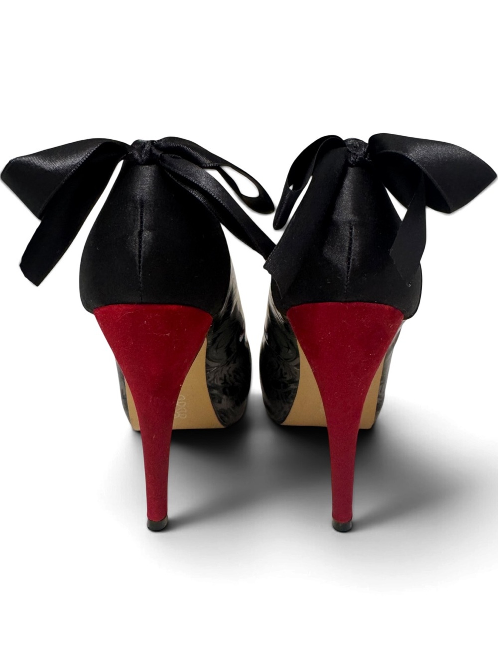 Iron Fist Wolfbeater Platform Heels Black Red Peep Toe Bow Size 8US (EU39) - Picture 5 of 7